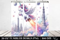 Cute Unicorn Comet Sky-High Tower | 20 Oz Tumbler Product Image 2