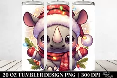 Cute Baby Rhino with Santa Hat, High-Quality 20 Oz Tumbler Product Image 2