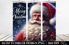 Santa Portrait Merry Christmas Tumbler Design | 20 oz Product Image 2