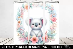Colorful Pastel Koala Floral | 20 Oz Tumbler Product Image 2