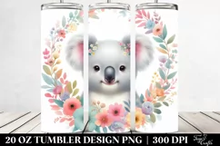 Colorful Pastel Koala Floral | 20 Oz Tumbler Product Image 2