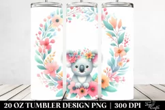 Colorful Pastel Koala Floral | 20 Oz Tumbler Product Image 2