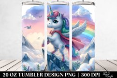 Cute Unicorn as Hero from Mountaintop | 20 Oz Tumbler Product Image 2