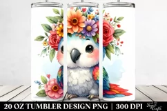 Colorful Parrot with Flower Crown | 20 oz Tumbler Product Image 2