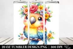 Colorful Parrot with Flower Crown | 20 oz Tumbler Product Image 2