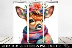 Cute Baby Deer Floral Wreath Tumbler Product Image 2