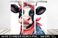 Cow Portrait Bandana Big Eyes Enthusiastic | 20 Oz Tumbler Product Image 2