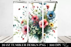 Washed Watercolor Colorfull Wild Flowers | 20 oz Tumbler Product Image 2