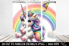 Cute Unicorn Rainbow Whimsical Kite | 20 Oz Tumbler Product Image 2