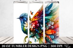 Artistic 3D Bird with Flowers. 20 Oz Tumbler Design Product Image 2