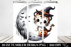 Cute Tiger on Moon, High-Res 20 Oz Tumbler Product Image 2