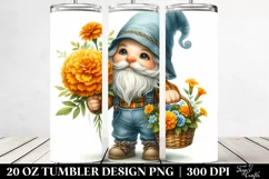 Cute Gnome with Marigold Bouquet | 20 Oz Tumbler Product Image 2