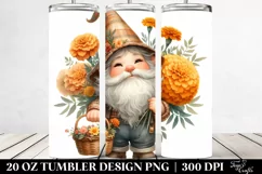 Cute Gnome with Marigold Bouquet | 20 Oz Tumbler Product Image 2