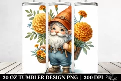 Cute Gnome with Marigold Bouquet | 20 Oz Tumbler Product Image 2