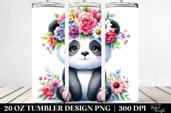 Cartoon Panda with Flower Crown | 20 oz Tumbler Product Image 2