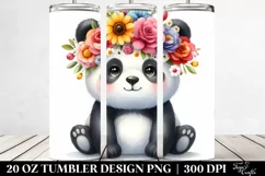 Cartoon Panda with Flower Crown | 20 oz Tumbler Product Image 2