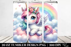 Cute Baby Unicorn on Lofty Cloud | 20 Oz Tumbler Product Image 2