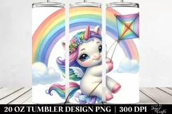 Cute Baby Unicorn Swinging from Rainbow | 20 Oz Tumbler Product Image 2