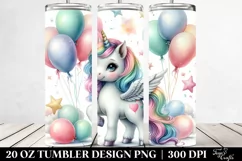 Cute Unicorn with Balloons | 20 Oz Tumbler Product Image 2