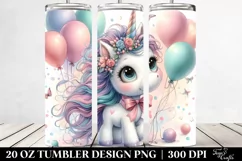 Cute Unicorn with Balloons | 20 Oz Tumbler Product Image 2