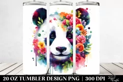 Abstract Vibrant Watercolor Panda Flowers. 20 Oz Tumbler Product Image 2