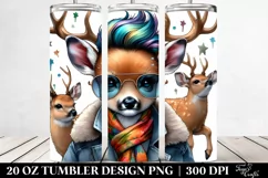 Watercolor Aggressive Baby Deer | 20 oz Tumbler Product Image 2