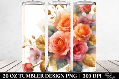 Colorful Rose Orange Roses Watercolor Tumbler | 20 oz Product Image 2