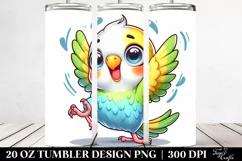 Cute Enthusiastic Cartoon Budgerigar Tumbler Product Image 2