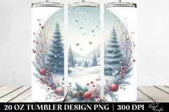 Pastel Winter Scene Holiday Art, Transparent 20 Oz Tumbler Product Image 2