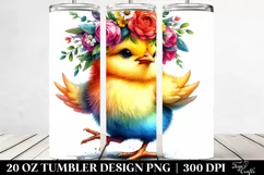 Baby Chicken Dancing with Floral Wreath | 20 oz Tumbler Product Image 2