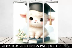 Cute Baby Lamb Graduation Cap Sitting Book | 20 oz Tumbler Product Image 2