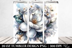 20 Oz Tumbler Sublimation | Golden Gardenia Watercolor Product Image 2