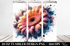 20 Oz Tumbler Sublimation | Gerbera Watercolor Splash Product Image 2