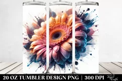 20 Oz Tumbler Sublimation | Gerbera Watercolor Splash Product Image 2