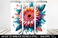20 Oz Tumbler Sublimation | Gerbera Watercolor Splash Product Image 2