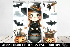 Watercolor Funny Halloween Witch | 20 oz Tumbler Product Image 2