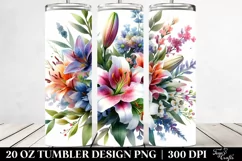 Vibrant Colorful Lily Bouquet | 20 oz Tumbler Product Image 2