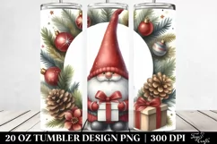 Simple Christmas Gnome Watercolor 20 Oz Tumbler Product Image 2