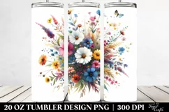 Colorfull Wild Flowers Watercolor Vibrant | 20 oz Tumbler Product Image 2