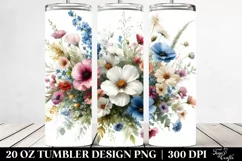 Colorfull Wild Flowers Watercolor Vibrant | 20 oz Tumbler Product Image 2
