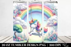 Cute Unicorn Swinging from Rainbow in Sky Garden | 20 Oz Product Image 2