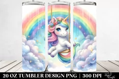Cute Unicorn Swinging from Rainbow in Sky Garden | 20 Oz Product Image 2