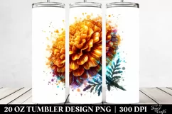 20 Oz Tumbler Sublimation | Marigold Watercolor Splash Product Image 2