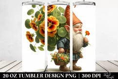 Small Gnome with Nasturtium Bouquet | 20 Oz Tumbler Product Image 2