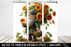 Small Gnome with Nasturtium Bouquet | 20 Oz Tumbler Product Image 2