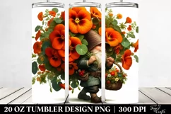 Small Gnome with Nasturtium Bouquet | 20 Oz Tumbler Product Image 2