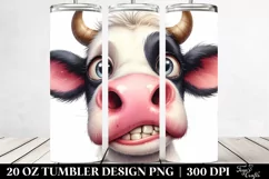 Funny Cow Portrait with Big Eyes and Big Teeth | 20 Oz Product Image 2