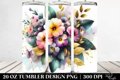 Vibrant Bouquet with Gold Foil and Primrose | 20 Oz Tumbler Product Image 2