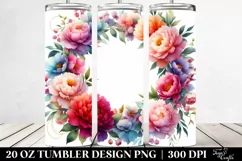 Colorful Watercolor Frame with Peonies | 20 oz Tumbler Product Image 2