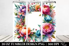 Colorful Watercolor Frame with Peonies | 20 oz Tumbler Product Image 2